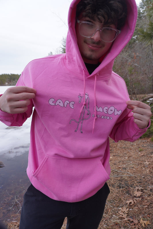 Cafe Meow Hoodie Pink