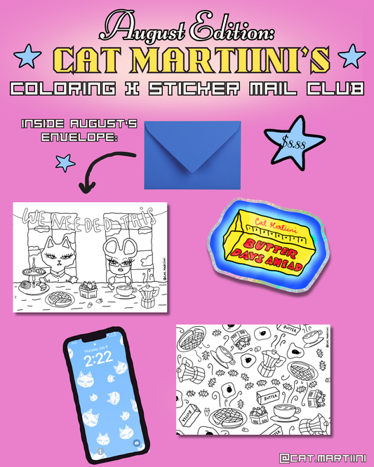 Cat Martiini's Coloring x Sticker Mail Club Subscription
