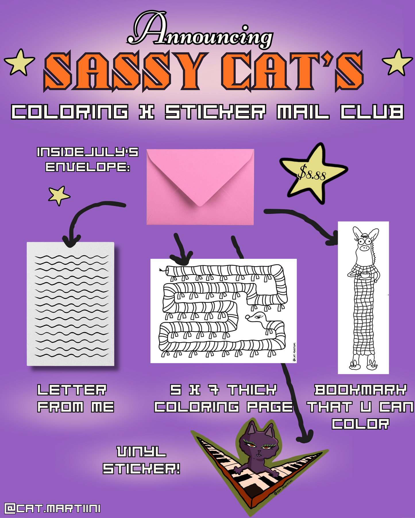 Sassy Cat's Coloring x Sticker Mail Club Subscription ๑ï