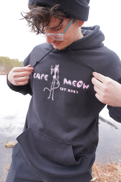 Cafe Meow Hoodie Black