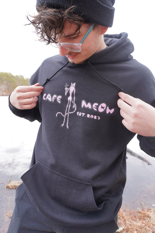 Cafe Meow Hoodie Black