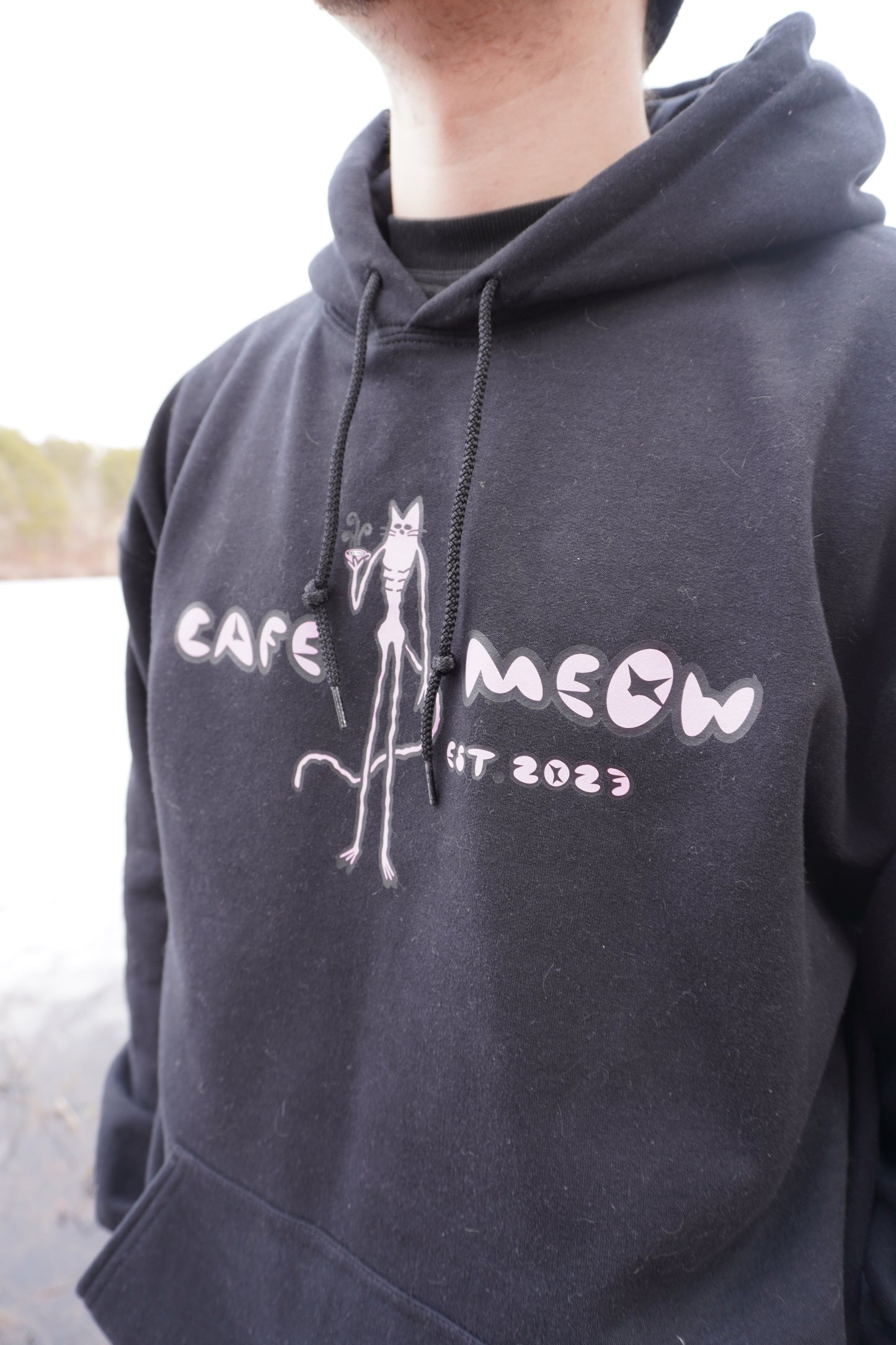 Cafe Meow Hoodie Black